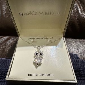 JC Penny Boxed set Owl Pendant and earring studs